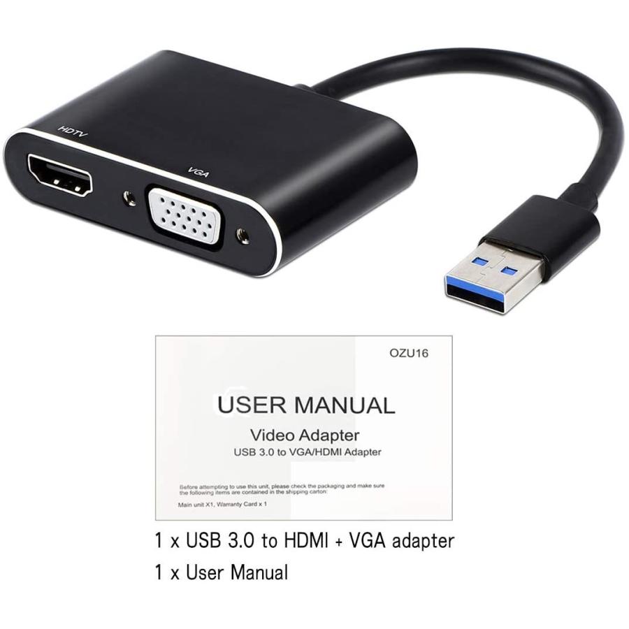 中古通販サイトです USB - HDMI VGAアダプター USB 3.0 - HDMIコンバーター 1080P HDMI VGA同期出力 Windows 10/8/7のみ対応 (ブラック)