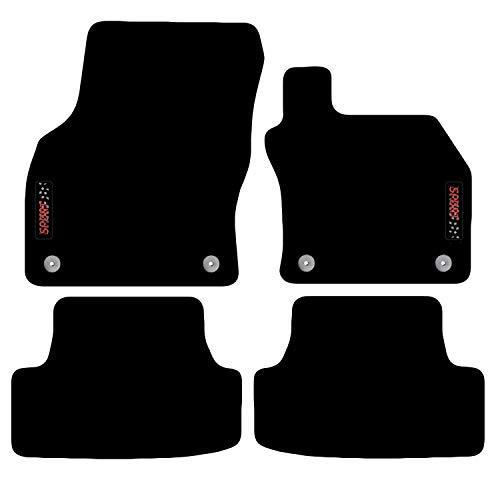 Carsio L125-CARP-CUT-3168-(55x4) Tailored Carpet Car Floor Mats for Seat Leon 2013+ Onwards with Logo， Black
