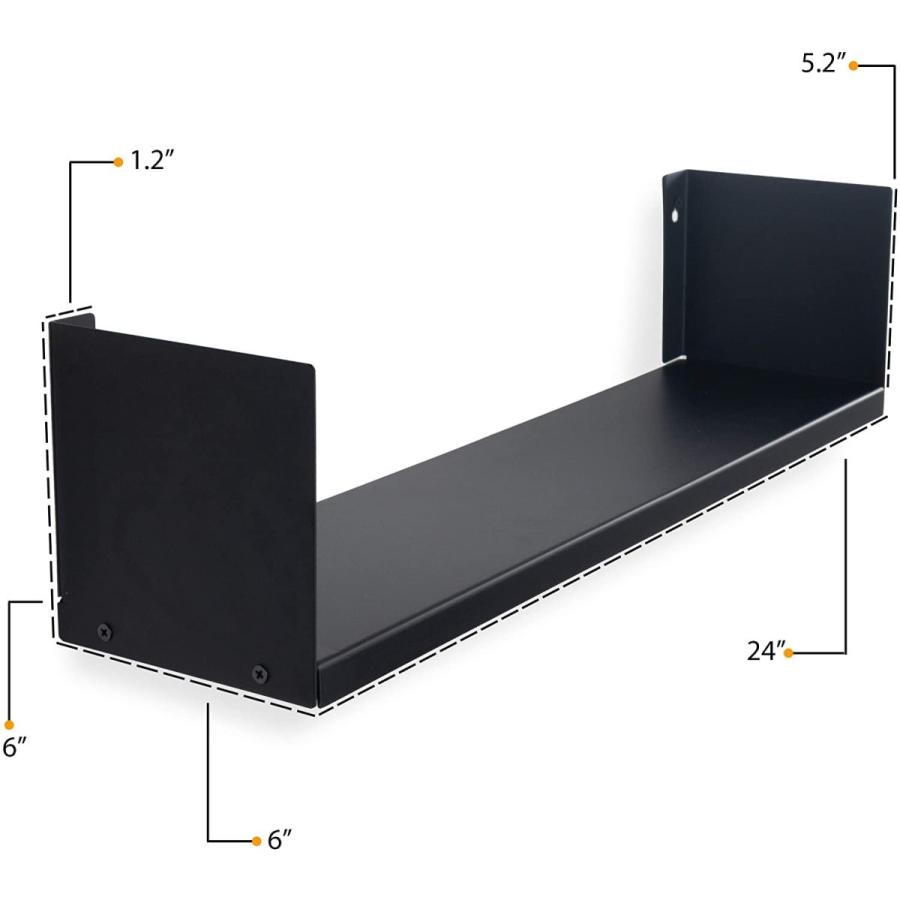 Wallniture Libro フローティングシェルフ U字型 メタルウォールシェルフ 本棚 CD DVDストレージ ディスプレイ ホーム