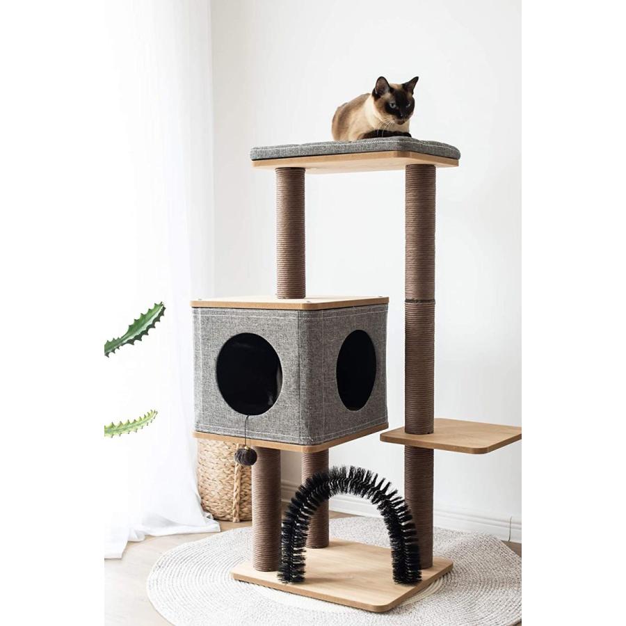 オープニング 大放出セールオープニング 大放出セールPetPals Three-Level Elevated Cat Tree Condo With  Massage Amp; Particle Board, Grey (PP18502) キャットタワー