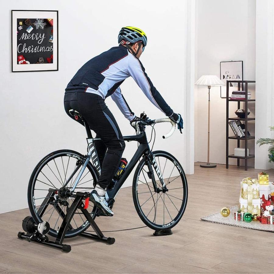 Topeakmart マグネット式自転車トレーナースタンド 柔らかい ポータブル 自転車 エクササイズ トレーニング サイクリング 折りたたみ式 屋内  トレーナー クイックリ