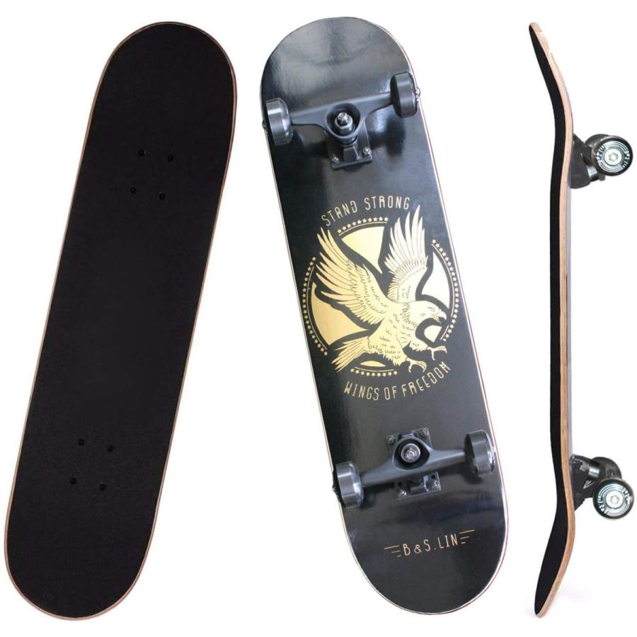 B&S.LIN スケートボード スケートボード一式 31インチ x 8インチ ABEC-7ベアリング 95A 高反発ポリウレタンクッション プロスケートボード キッズ ティーン B&S LIN スケートボード スケートボード一式 31インチ 8インチ ABEC 7ベアリング 95A 高反発ポリウレタンクッション プロスケートボード キッズ