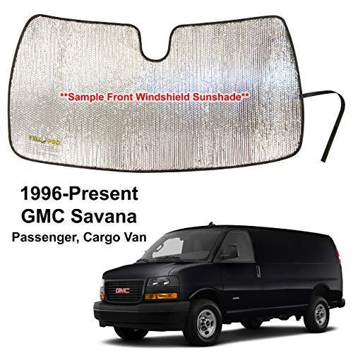 YelloPro カスタムフィット 自動車用反射フロントガラスサンシェード アクセサリー UV反射板 サンプロテクション 1996-2020 GMC Savana Passenger、カーゴ