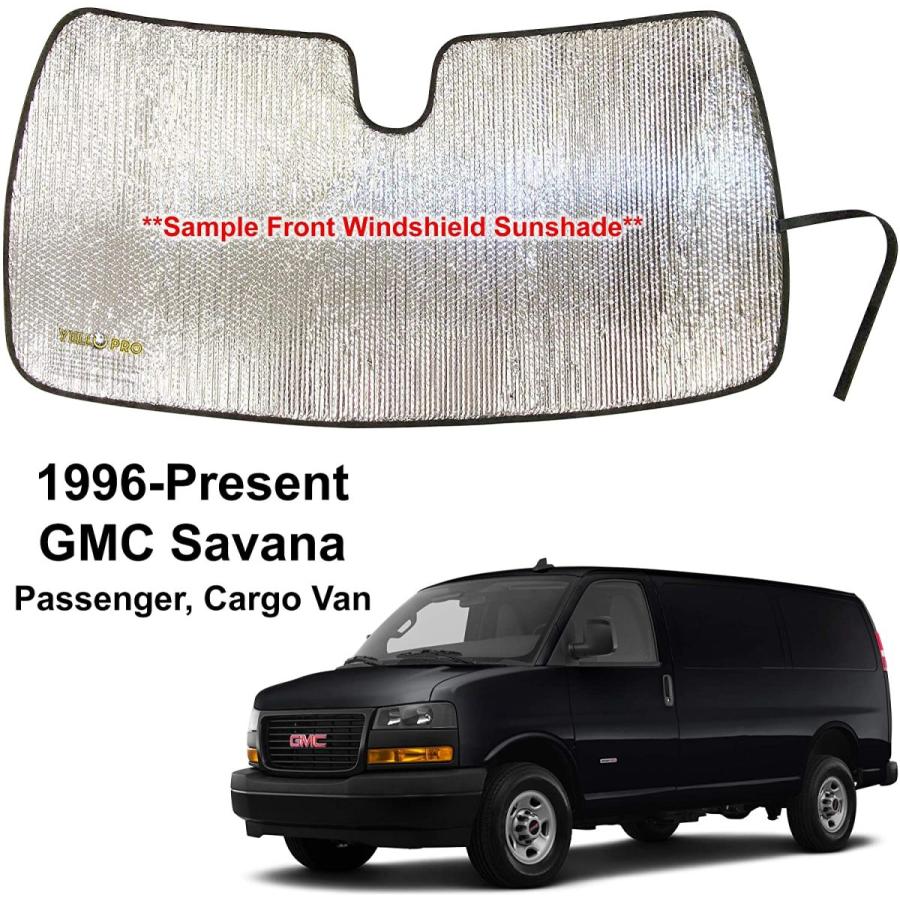 人気定番 YelloPro カスタムフィット 自動車用反射フロントガラスサンシェード アクセサリー UV反射板 サンプロテクション 1996-2020 GMC Savana Passenger、カーゴ