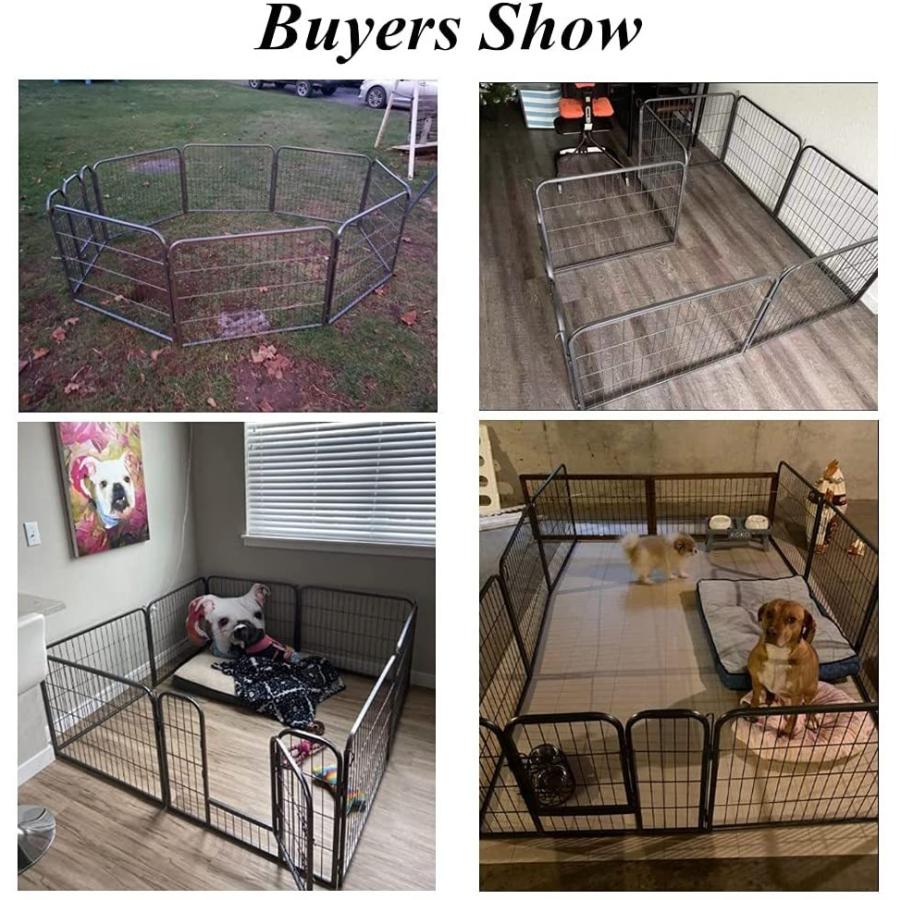 信用 QIANRUIDA Pet Puppy Fence Folding Metal Playpen Dog Cages 36L×23W×25H in 