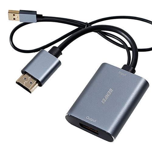 HDMIからDisplayPort、Benfei HDMIからDisplayPortアダプターの解像度最大4K @ 60Hzラップトップ、Xbox 360 One、PS4 PS3 HDMIデバイスと互換性-HDMI入力か
