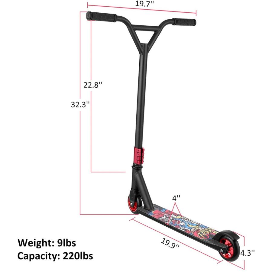 Caroma Pro スクーター トリックスクーター スタントスクーター 中級および初心者向けフリースタイルスクーター 8歳以上 ティーンと大人用 (レッド) Caroma Pro スクーター トリックスクーター スタントスクーター 中級および初心者向けフリースタイルスクーター 8歳以上 ティーンと大人用 レッド