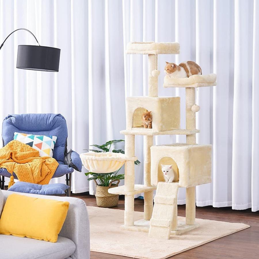 公式 Hey-brother 58'' Multi-Level Plush Hammock Condos, Scratching Cat for  Sisal-Covered Tree Condo with Furniture Pet Posts, Kittens, Cats and  キャットタワー