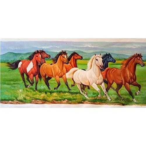 【即納！最大半額！】 7匹の馬C SoulSpaze 手描き絵画 X1) (80x120cm 絵画(フレーム無し) キャンバスウォールアート 日本画