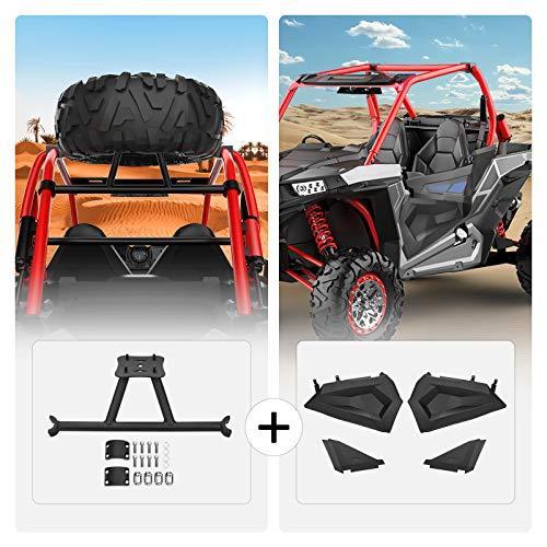 RZR Spare Tire Carrier kemimoto and Lower Half Door Inserts Panels Compatible with 2014-2020 Polaris RZR XP 1000