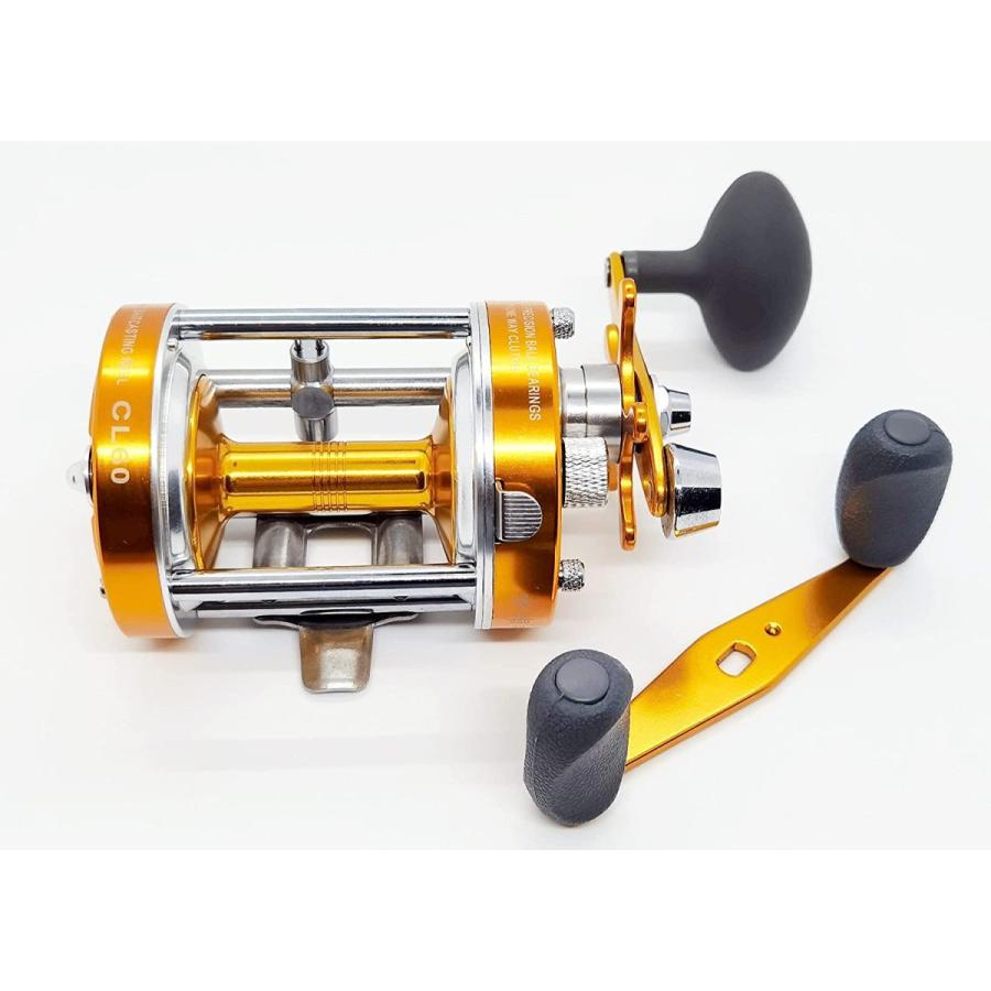 格安 右利きフィッシングリール ラウンドベイトキャスティングリール Cl60 クランクハンドル付き 従来のリール スムーズで強力なインショアトローリング リール 両軸リール Captains Agency