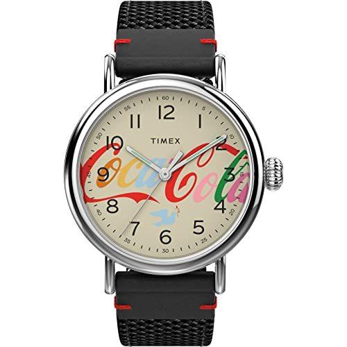 Timex 40 mm Timex Standard X Coca-Cola Unity Collection Leather Strap Watch Silver/Cream/Black One Size