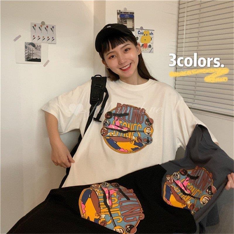 Tシャツ レディース 半袖 夏 ゆるい トップス 韓国ファッション 原宿系 Bf風 ヒップホップ ダンス ストリート風 カジュア East Clothes580 Eastriverrr Shop 通販 Yahoo ショッピング