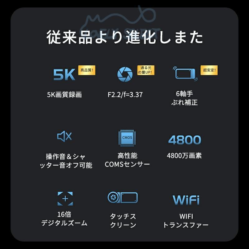 ビデオカメラ 4k 5K 4800万画素 小型 カメラ ハンディカム DVビデオカメラ VLOGカメラ Webカメラ 赤外夜視機能 デジタルビデオカメラ 2024 新型｜eastriverrrr｜03