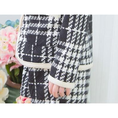 子供服 千鳥柄 2点セット セットアップ コート+短ズボン 女の子 可愛い