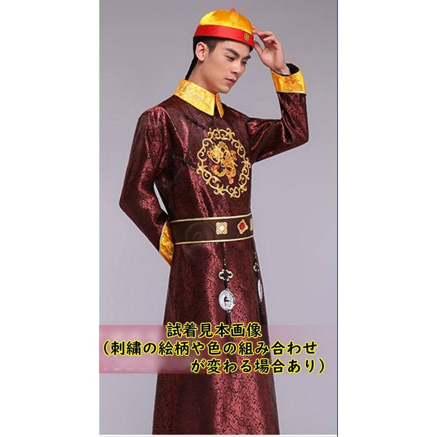 中国清朝服 満州王子服 古装武侠衣装 長袍 2 チャンパオ サテン地 焦げ茶色 Msa01 横浜中華街イーストウェーブ 通販 Yahoo ショッピング