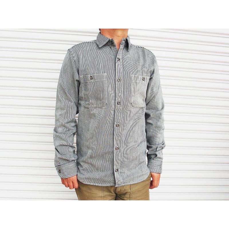＊桃太郎ジーンズ ヒッコリー 長袖ワークシャツ トップス 38 桃太郎ジーンズ（MOMOTARO JEANS） 8ozヒッコリーシャツ MOMOTARO