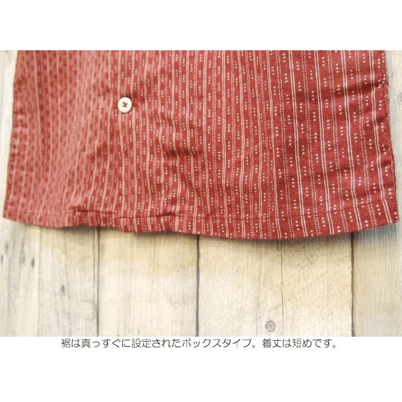 桃太郎ジーンズ（MOMOTARO JEANS） リネンストライプオープンカラー