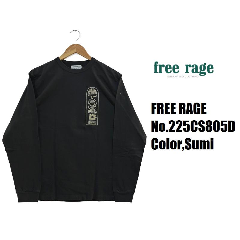 free rage（フリーレイジ） 'TagWithFlower'リサイクルコットンロンT FREE RAGE EASY NAVY 長袖 国産 ...