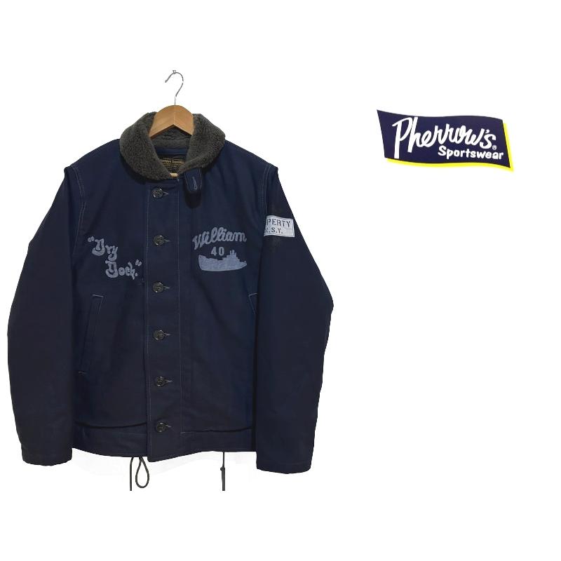 フェローズ 'NAVAL SHIP YARD'N-1デッキジャケット Pherrow's EASY NAVY 24W-P.N-1(Deco) ミリタリー 長袖 国産 日本製 メンズ アメカジ 送料無料の画像