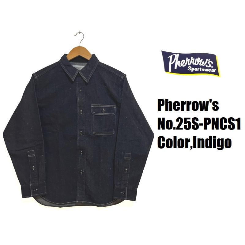 Pherrow's（フェローズ） 'U.S.NAVY'コットンリネンデニムシャツ