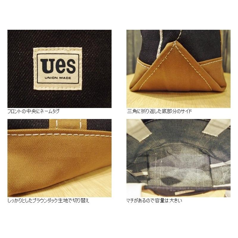 UES デニム×ブラウンミニトートバッグ ウエス EASY NAVY 811753