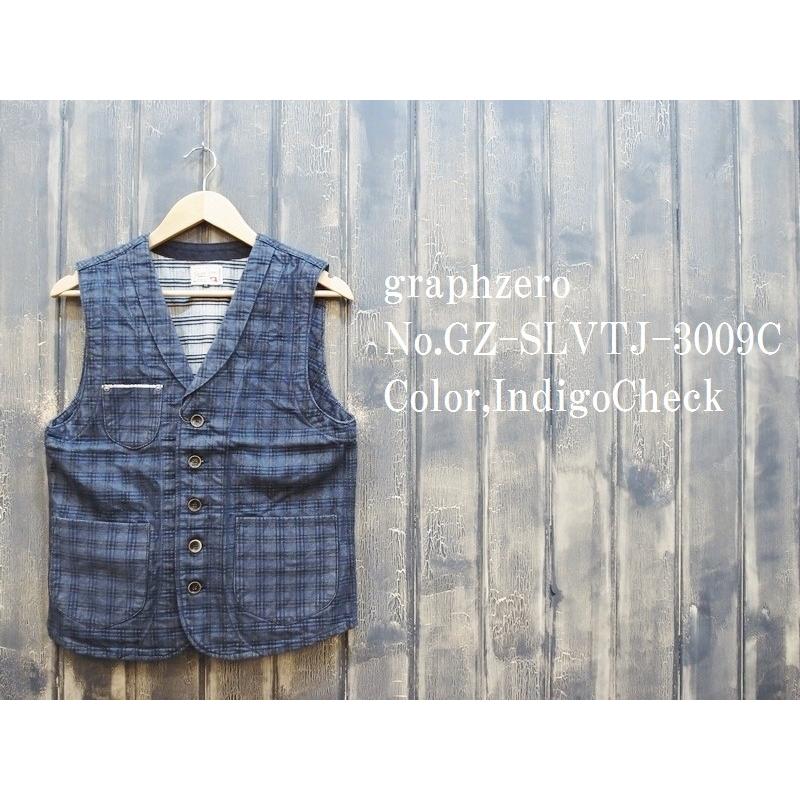 graphzero グラフゼロ インディゴチェックショールカラーベスト EASY NAVY GZ-SLVTJ-3009C : EASY ...