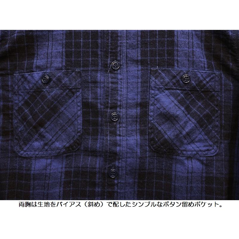 桃太郎ジーンズ オリジナルインディゴツイルチェックシャツ MOMOTARO JEANS EASY NAVY MXLS1001 長袖 ネルシャツ 国産 日本製 岡山 児島 アメカジ 送料無料｜easy-navy｜07