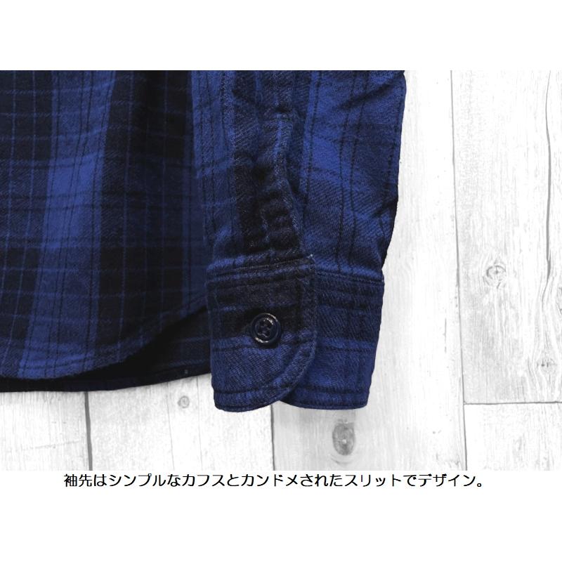 桃太郎ジーンズ オリジナルインディゴツイルチェックシャツ MOMOTARO JEANS EASY NAVY MXLS1001 長袖 ネルシャツ 国産 日本製 岡山 児島 アメカジ 送料無料｜easy-navy｜09