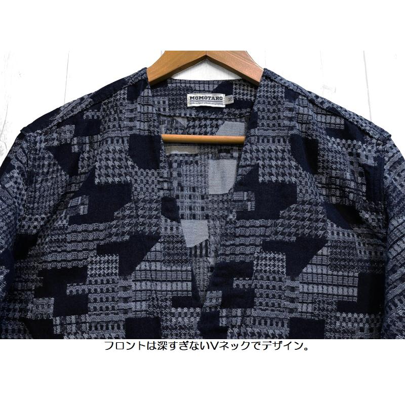 桃太郎ジーンズ インディゴジャガードカーディガン MOMOTARO JEANS EASY NAVY MXLS1014 長袖 国産 日本製 岡山 児島 アメカジ 送料無料 | 桃太郎ジーンズ | 05