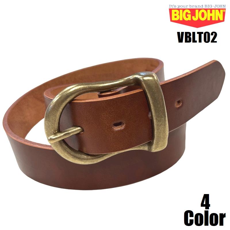 ビッグジョン '5mm'姫路レザーベルト BIG JOHN VBLT02 EASY NAVY 国産