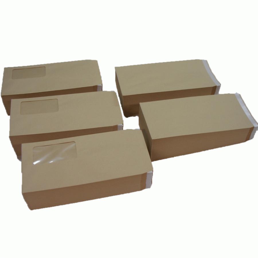 長3窓付封筒【500枚】 両面テープ付き クラフト/茶封筒 長形3号/セロ窓