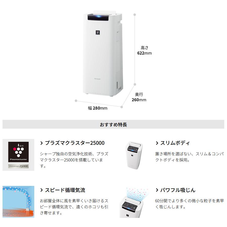 プラズマクラスター @【未使用品】 シャープ 加湿空気清浄機 KI-RS40-W 