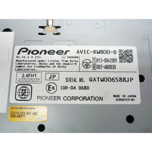 中古】 2025年版 カロッツェリア AVIC-RW800-D メモリーナビ 地デジ