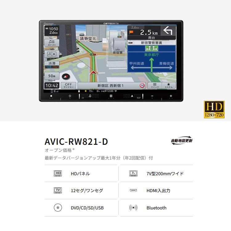 楽ナビ @【未使用品】 カロッツェリア AVIC-RW821-D カーナビ 7V型