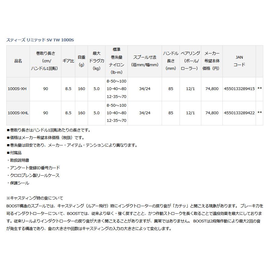 アウトレット情報 ダイワ 21スティーズ リミテッド SV TW 1000S-XHL 釣り具 ベイトリール 左ハンドル シャロースプール搭載 STEEZ LIMITED