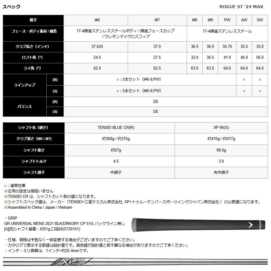 Callaway 日本仕様 キャロウェイ 2024年 ROGUE ST '24 MAX #6-PW Callaway 日本仕様 キャロウェイ 2024年 ROGUE ST '24 MAX #6-PW