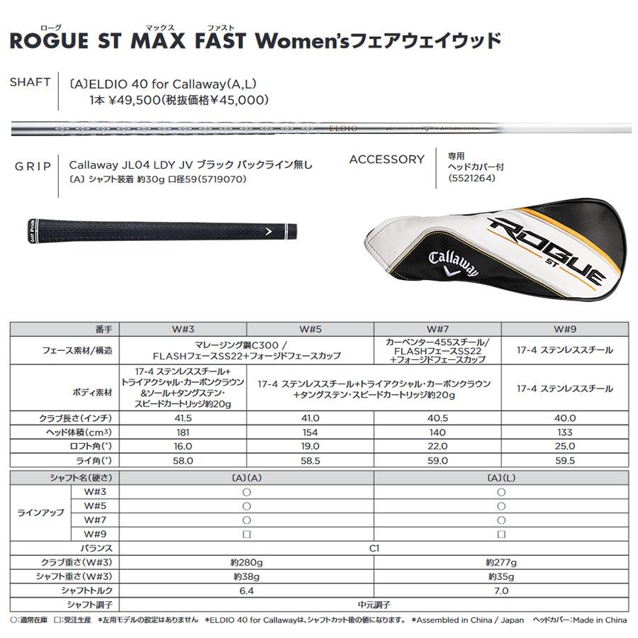 女性用 日本仕様 キャロウェイ 2022 ROGUE ST MAX FAST ローグST マックス ファスト フェアウェイウッド 純正カーボン ELDIO 40 for Callaway レディース｜easy-style2007｜05