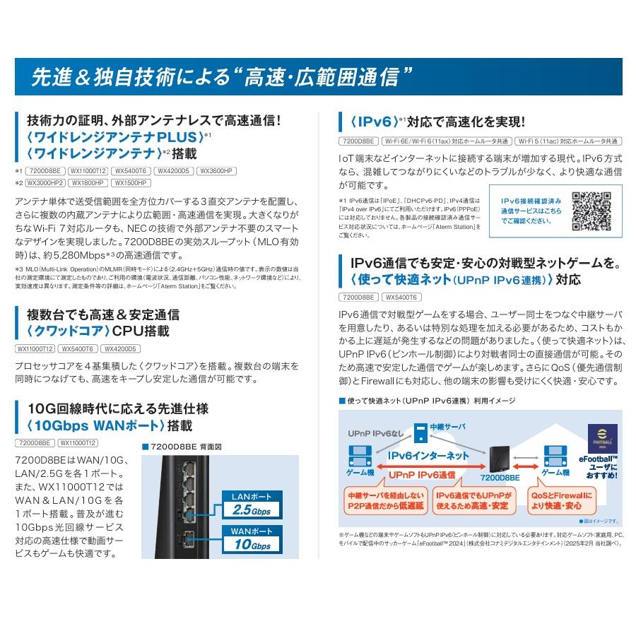 NEC Aterm 7200D8BE Wi-Fi 7対応ホームルータ PA-7200D8BE_4