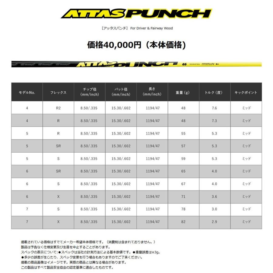 アッタスパンチ 6S ドライバー用 シャフト アッタスパンチドライバー