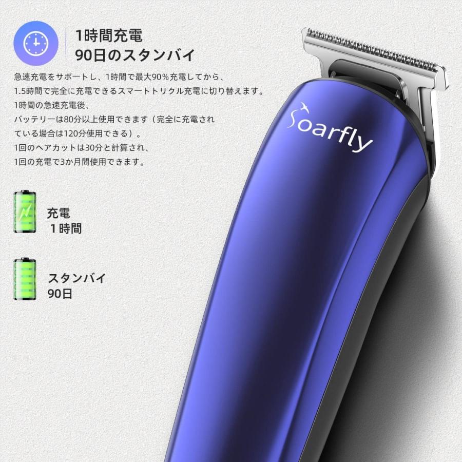 Soarfly 電動バリカン ヘアカッター 散髪用 ヘアクリッパー 2段階変速 リミットコーム付き 4段階刈り高さ調節 充電式 安全ロック付き 電気バリカン TYPE-C充電｜easy-u-life｜05