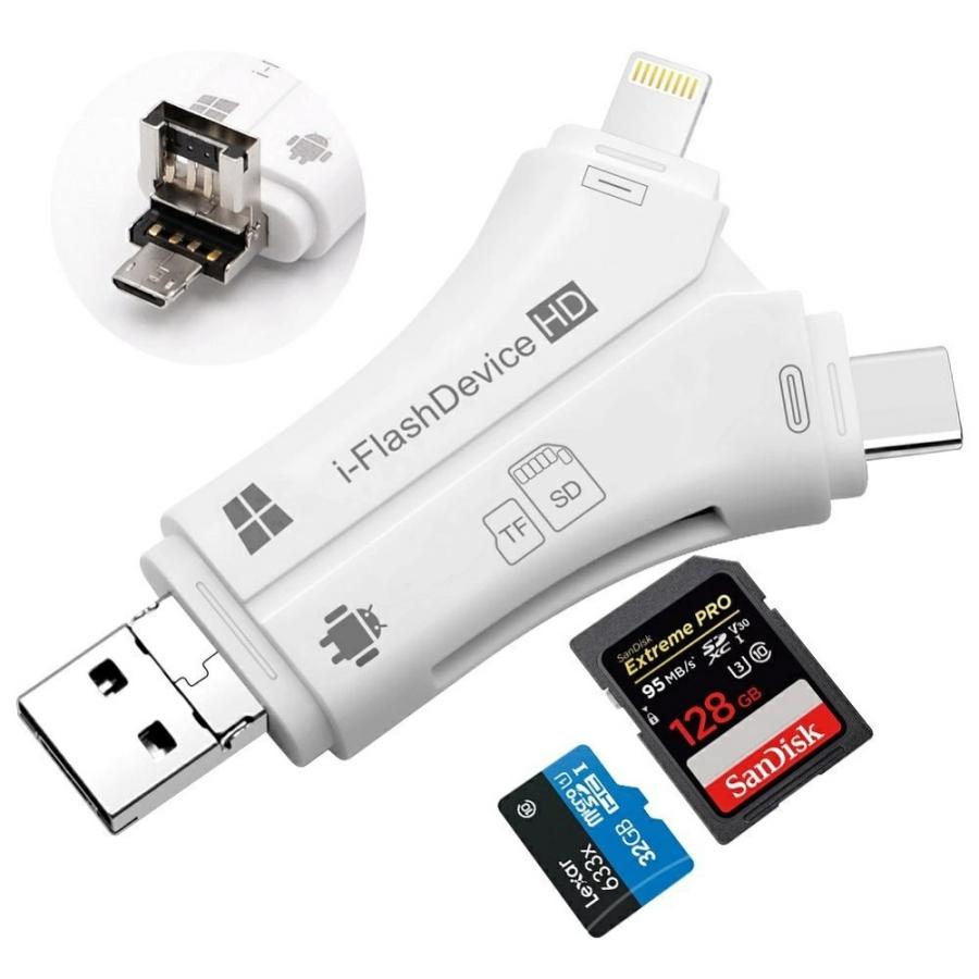 ×　SD カードリーダー USB TYPE-C 4in1 10Gbps 高速転送 Lightning & iPhone / USB TYPE-C / USB-A & USB 3.0 / Micro-USB & OTG｜easyer5689｜03