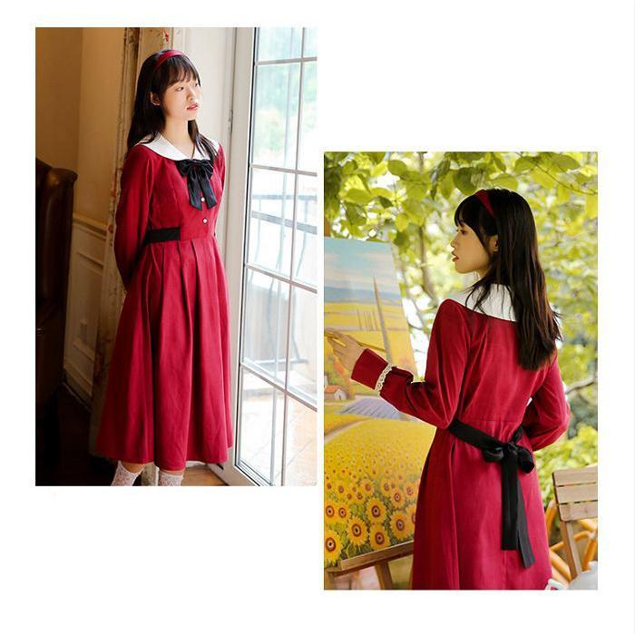 お気にいる 高校生 ロングワンピース ワンピース 春 秋 フォーマル 無地 韓国 普段着 レッド カジュアル オシャレ レトロ クラシカル 体型カバー 代 かわいい 上品 卒業式 好評 Www Aqtsolutions Com