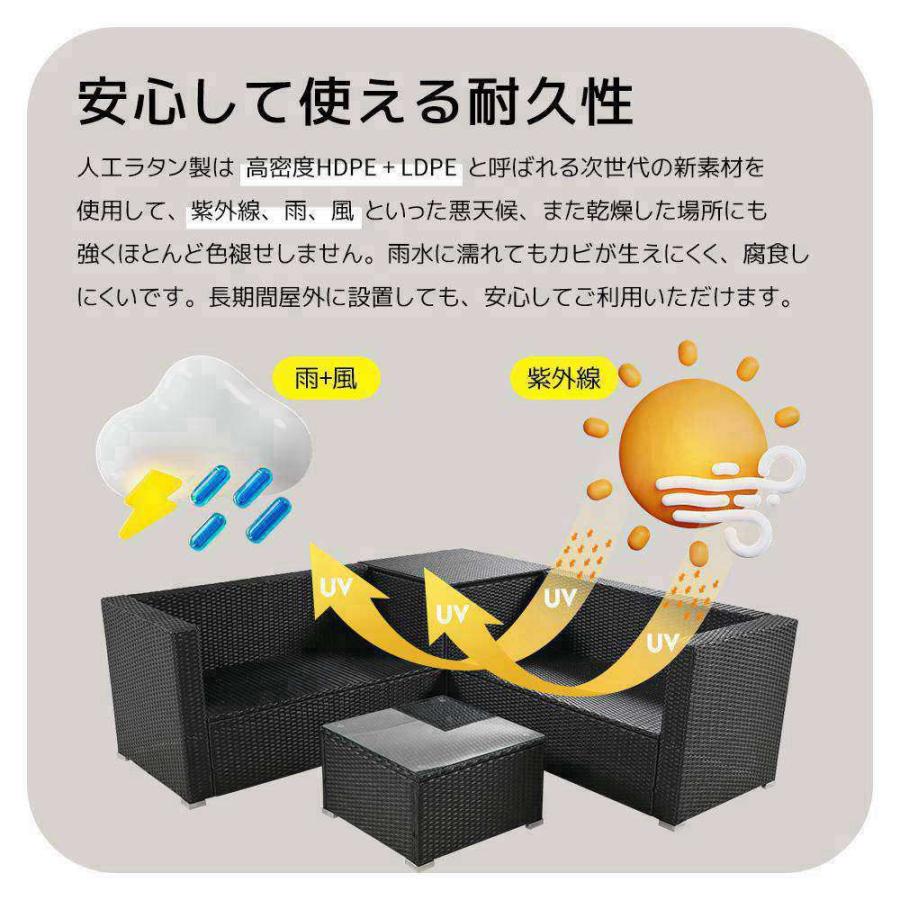 【2000円クーポン利用可】【即納＆1年保証 】屋外家具 ガーデンファニチャー おしゃれ ガーデンファニチャーセット ガーデンチェアー ガーデンソファ 4点セットの画像