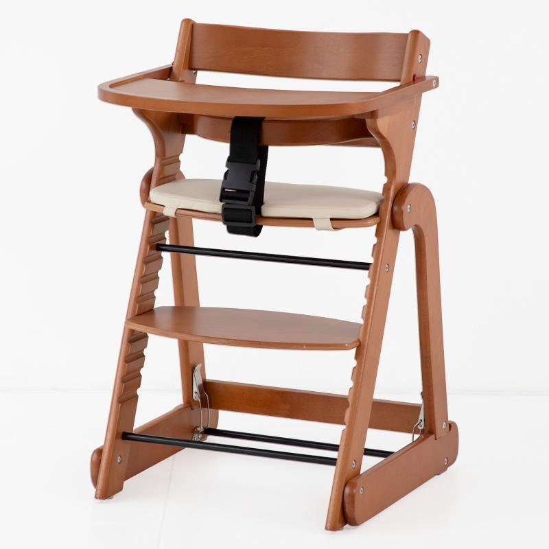 ミキティー 美品！レザー調クッション 木製ハイチェア 腰ベルト付 ミキティー様専用 美品！レザー調クッション 木製ハイチェア 腰ベルト付