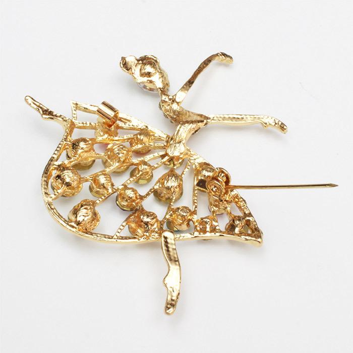 バレエ ブローチ カラフルビジュー バレリーナブローチ : イー