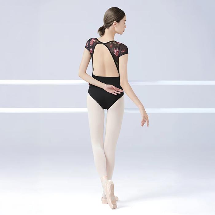 フラワーメッシュ バレエレオタード ジュニア・大人用 バストポケット