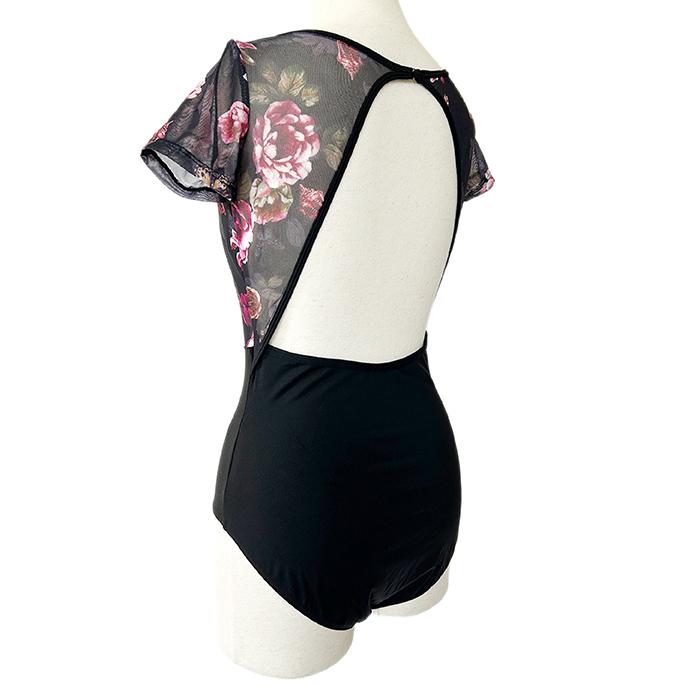 フラワーメッシュ バレエレオタード ジュニア・大人用 バストポケット