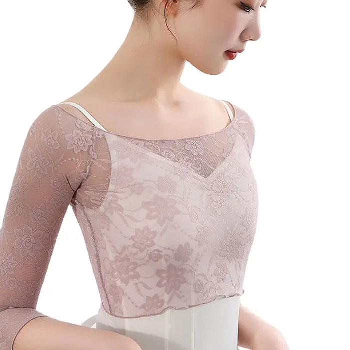 バレエ トップス 花柄レーストップス 7分袖 M2057 ジュニア