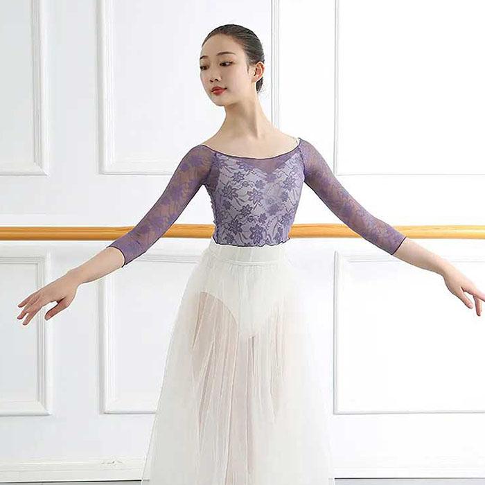 バレエ トップス 花柄レーストップス 7分袖 M2057 ジュニア・大人用